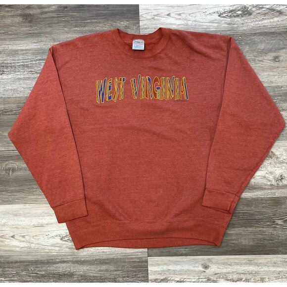 American Vintage Other - Vintage 90s Oneita Brown West Virginia Mens XL Pullover Sweatshirt Spellout